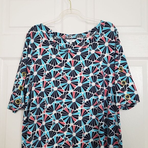 Crown & Ivy Printed Dress Cotton Blend Knee Length Pullover Womens Size XXL - Picture 2 of 9